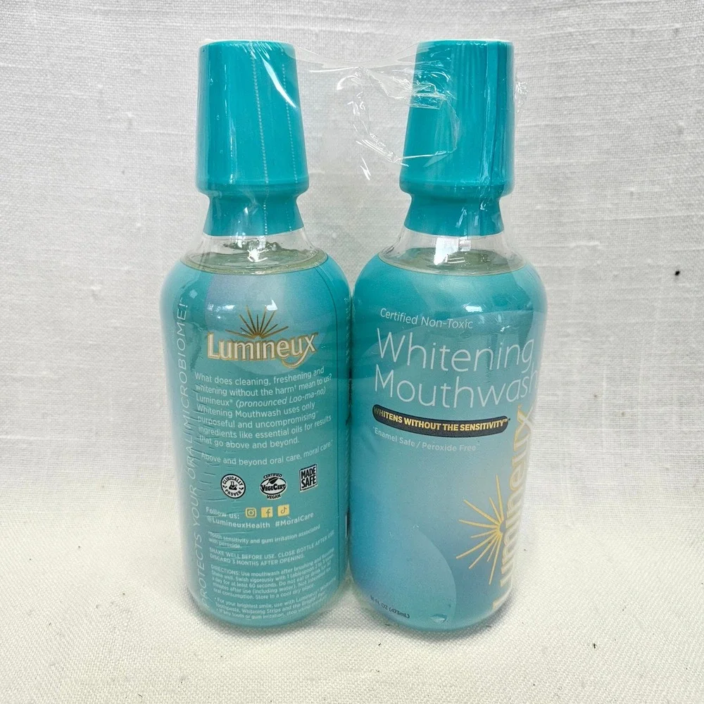 Lumineux Whitening Mouthwash Unisex 16oz 2-Pack Blue Non-Toxic Peroxide Free New